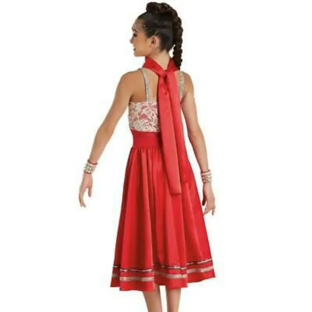 Pre-Owned Dance Costume Weissman 11236 Intermediate Child Teal Jazz